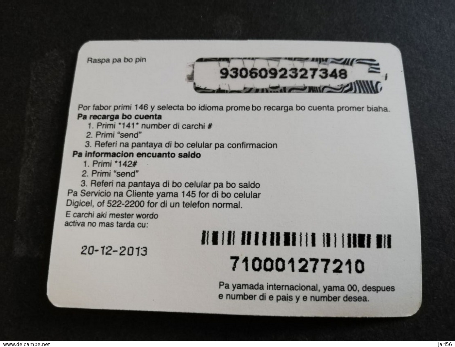 ARUBA PREPAID CARD FLEXCARD  DATE 20/12/2013  WOMAN ON PHONE                 AFL25 ,-    Fine Used Card  **5021** - Aruba