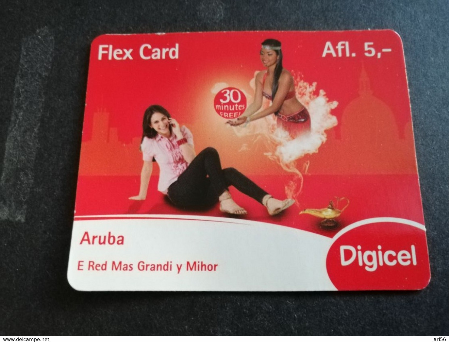 ARUBA PREPAID CARD FLEXCARD  DATE 03/05/2013  GEENIE IN A BOTTLE                  AFL5 ,-    Fine Used Card  **5022** - Aruba