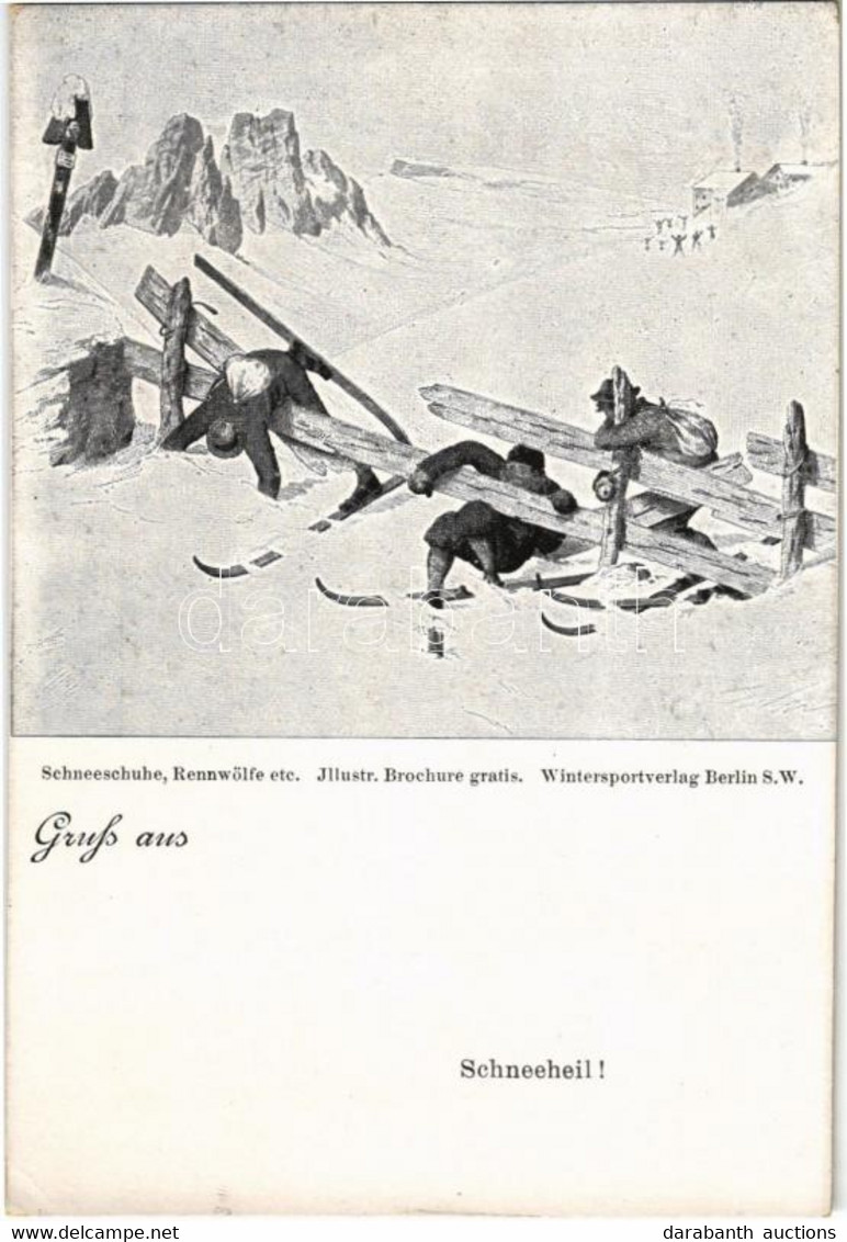 ** T2/T3 Schneeheil! Schneeschuhe, Rennwölfe Etc. Ski, Winter Sport Art Postcard. Wintersportverlag, Berlin SW. 46. (EK) - Unclassified