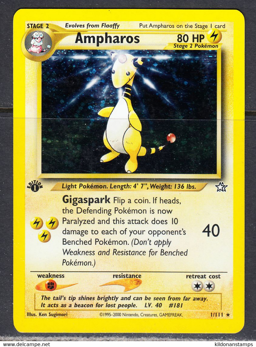 Ampharos 2000 Neo Genesis, 1st Edition Holo, NM, 1/111 - Otros & Sin Clasificación