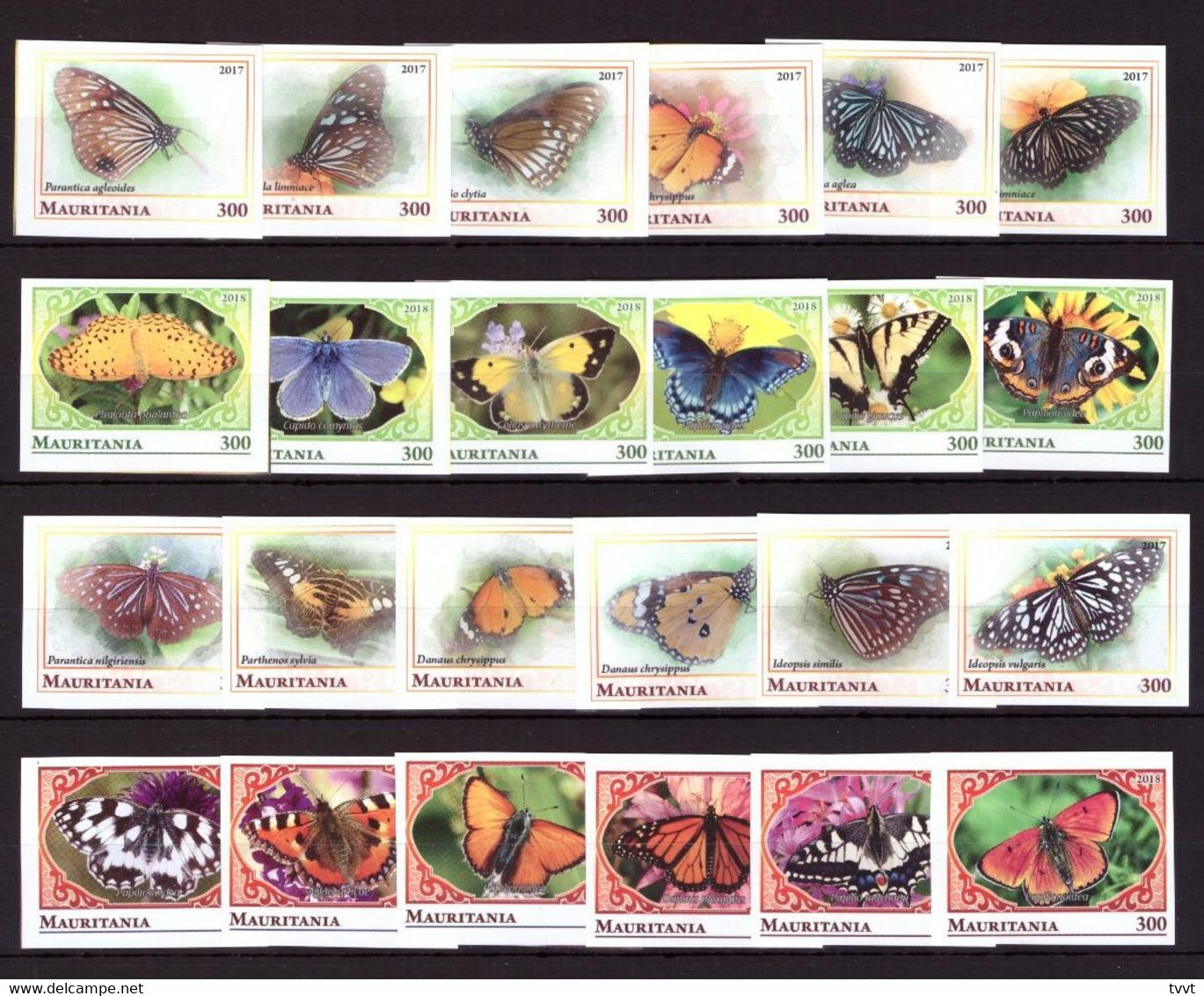 Butterflies, Collection 4 (24 Imperf Stamps) - Butterflies