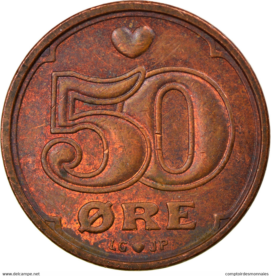 Monnaie, Danemark, Margrethe II, 50 Öre, 1994, Brondby, TB+, Bronze, KM:866.2 - Danimarca