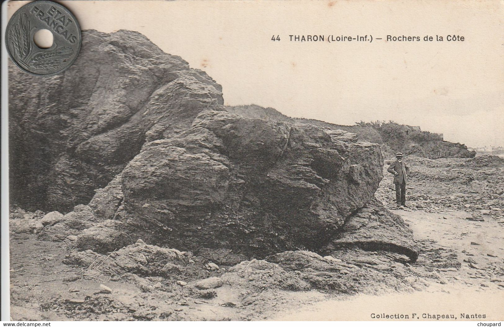 44 -Très Belle Carte Postale Ancienne De  THARON   Rochers De La Cote - Tharon-Plage