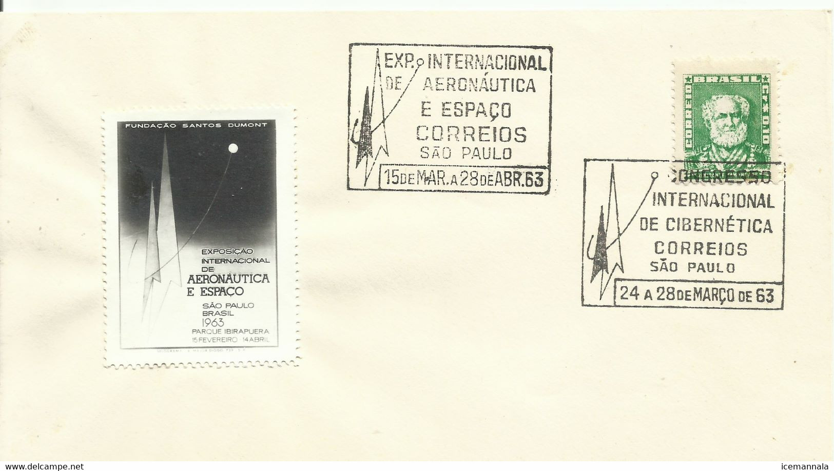 BRASIL ,  SOBRE CONMEMORATIVO TEMA ESPACIAL, AÑO  1963 - América Del Sur