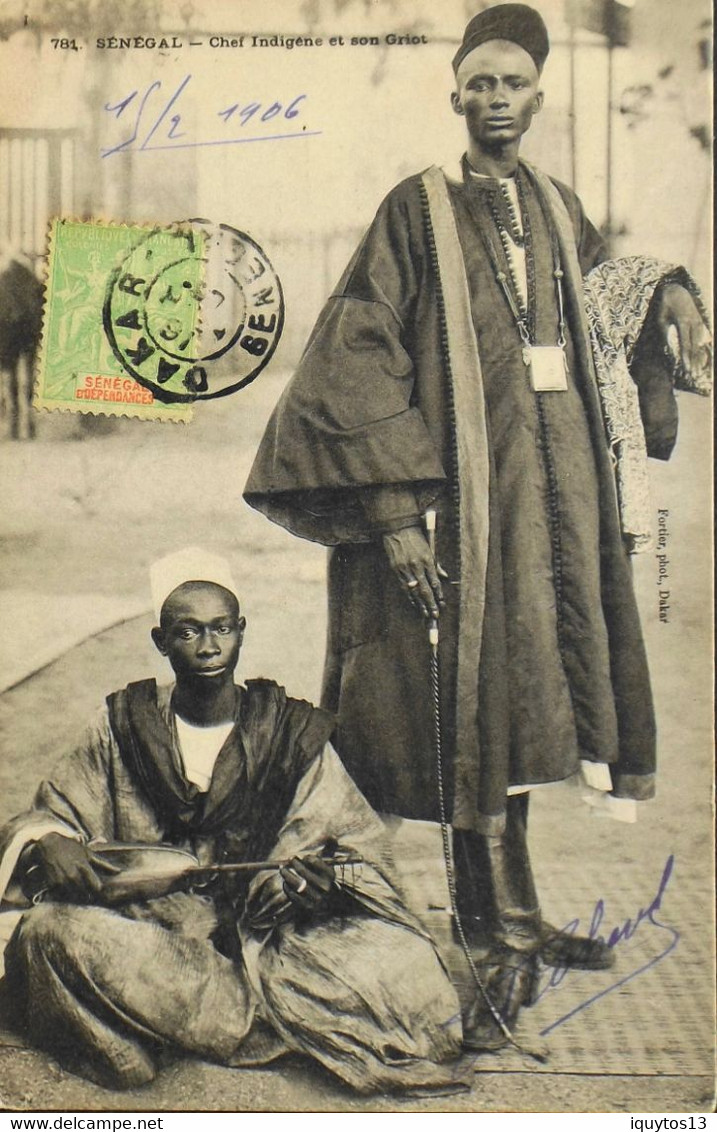 CPA - Afrique > Sénégal > Chef Indigène Et Son Griot Daté 1906 - FORTIER Photo Dakar - Sénégal