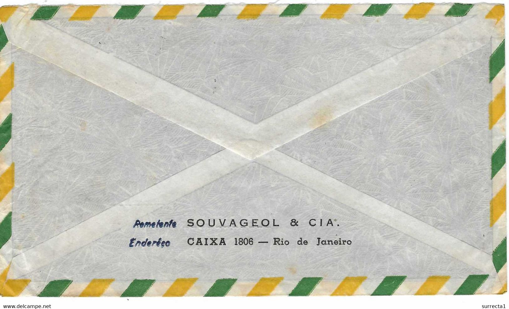 1953 / Enveloppe Avion / EMA Oblitération Mécanique De Tesoura Brasil / Brésil / Exp Souvageol à Rio De Janeiro - Aéreo