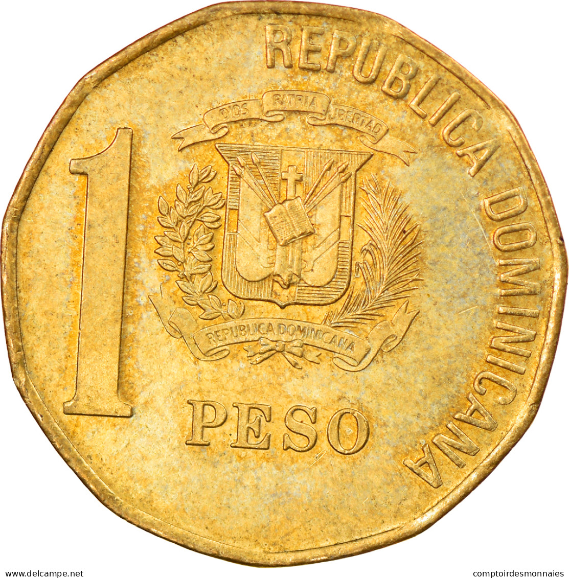 Monnaie, Dominican Republic, Peso, 2000, TB+, Laiton, KM:80.2 - Dominikanische Rep.