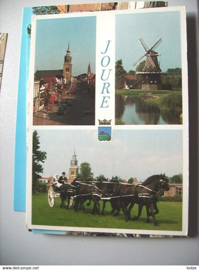 Nederland Holland Pays Bas Joure Met Friese Paarden En Molen - Joure