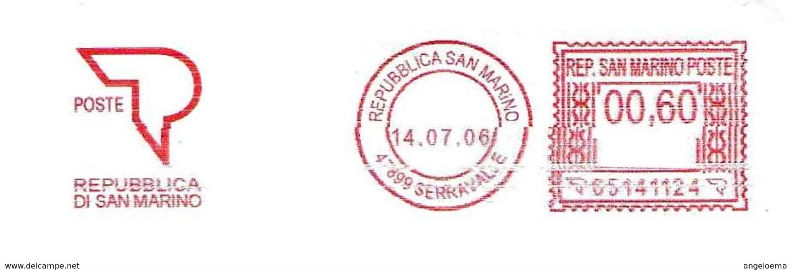 SAN MARINO - 2006 Ufficio PT SERRAVALLE- Ema Affranc.rossa Red Meter Su Busta Viaggiata Con Etichetta Prioritaria - 2045 - Storia Postale