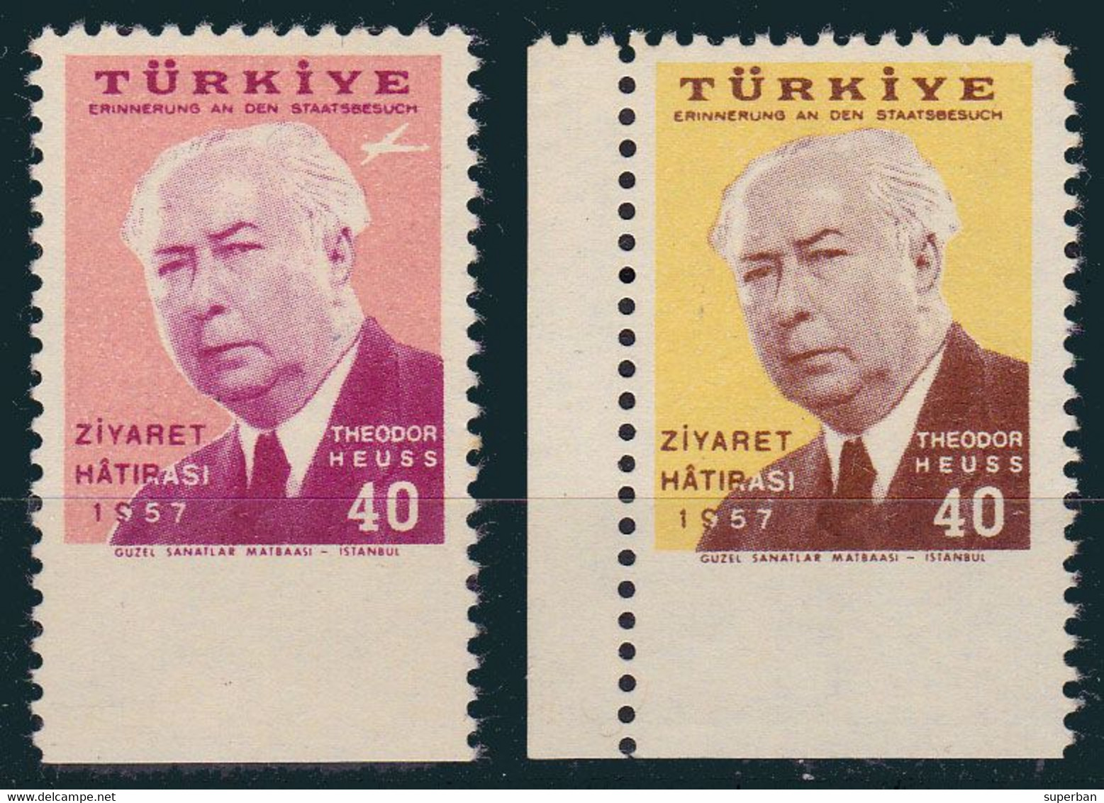 ERREUR / CURIOSITÉ / VARIÉTÉ – ERROR / CURIOSITY / VARIETY : 2 X 40 (Mi. 1516 & 11517 - 1957) : IMPERFORATE BELOW (ag674 - Andere & Zonder Classificatie