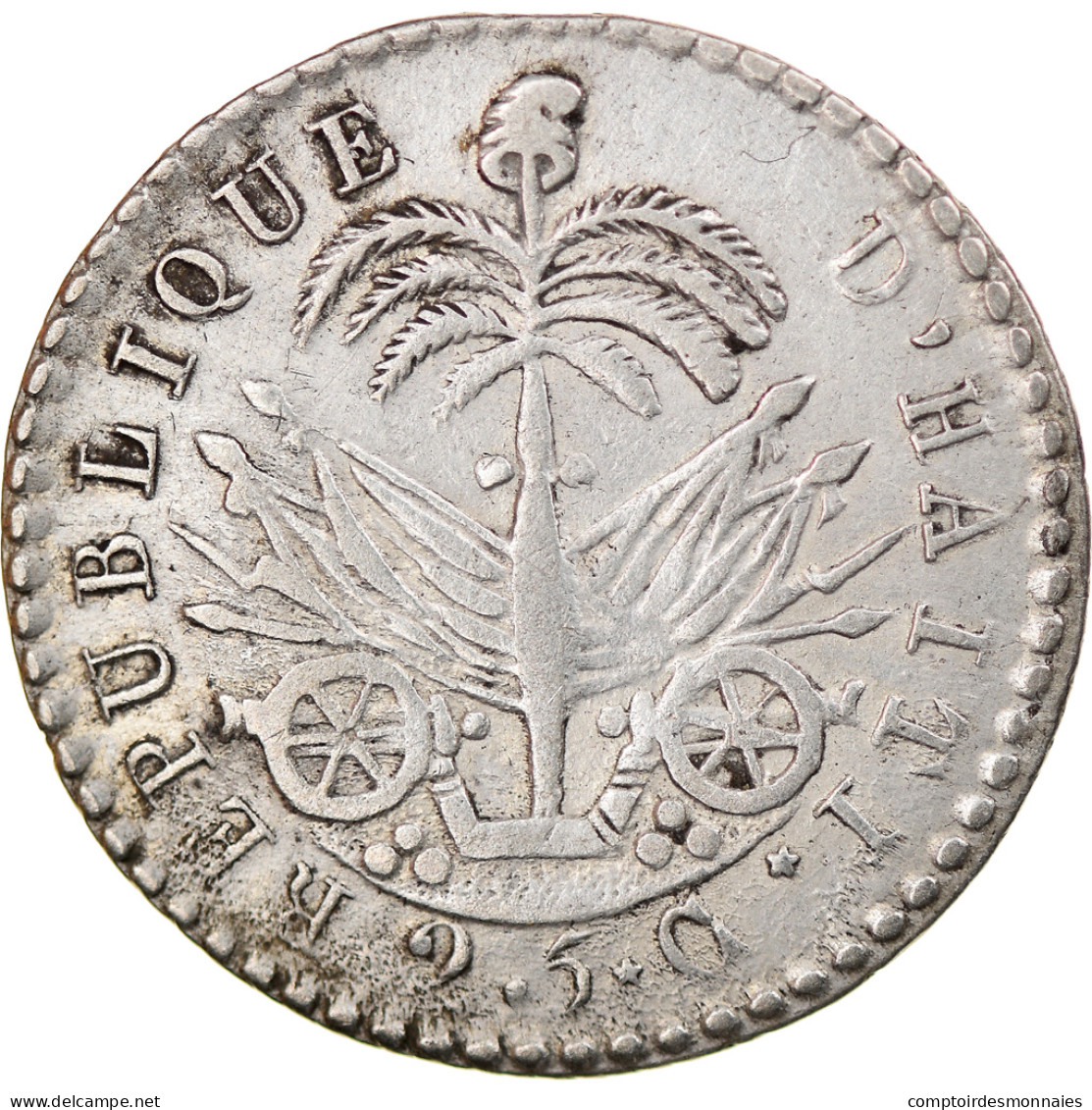 Monnaie, Haïti, Jean-Pierre Boyer, 25 Centimes, An 24 (1827), TTB, Argent - Haïti