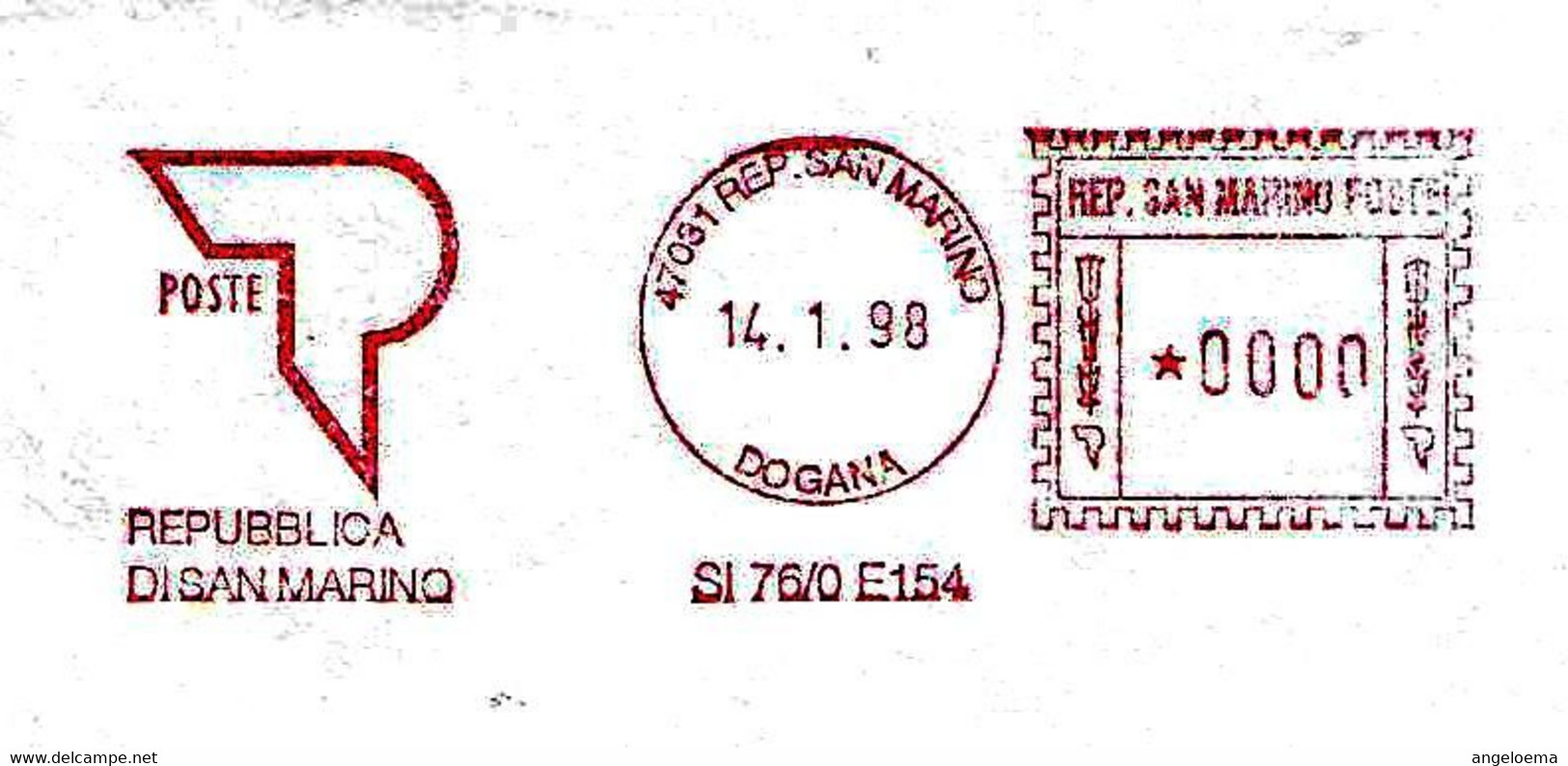 SAN MARINO - 1998 UFF. POSTALE DOGANA - Ema Red Meter Affrancatura Meccanica Rossa Su Busta Non Viaggiata - 2056 - Storia Postale