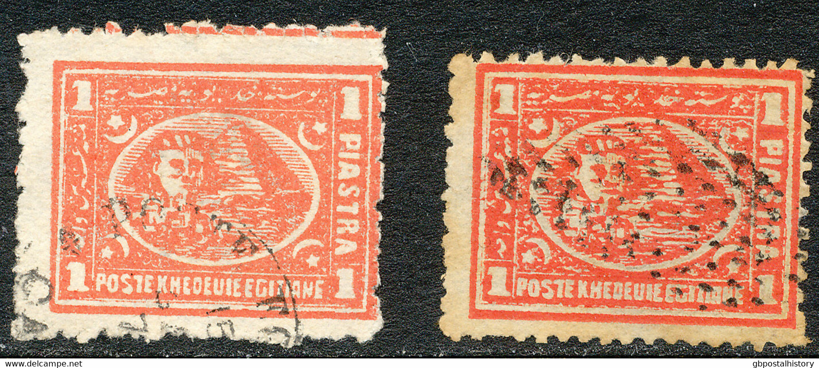 EGYPT 1872 Sphinx Before Cheopspyramide 1 Pia From Pink (3) To Brickred (11) VFU - 1866-1914 Khédivat D'Égypte