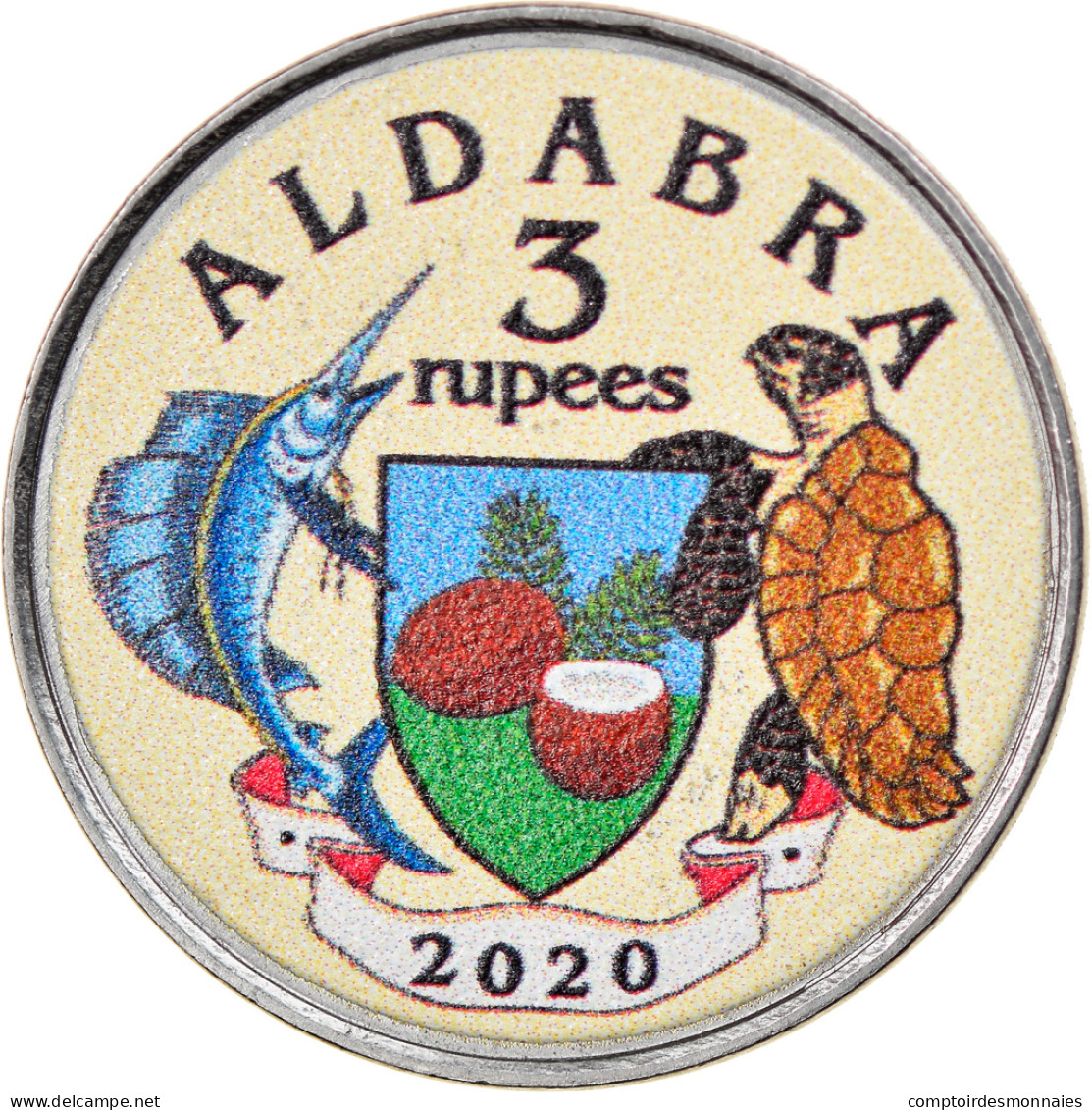 Monnaie, Seychelles, 3 Rupees, 2020, Aldabra - Dinosaure Type 1, SPL, Steel - Seychelles