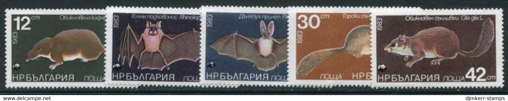 BULGARIA 1983  WWF: Small Mammals  MNH / **.  Michel 3236-40 - Unused Stamps