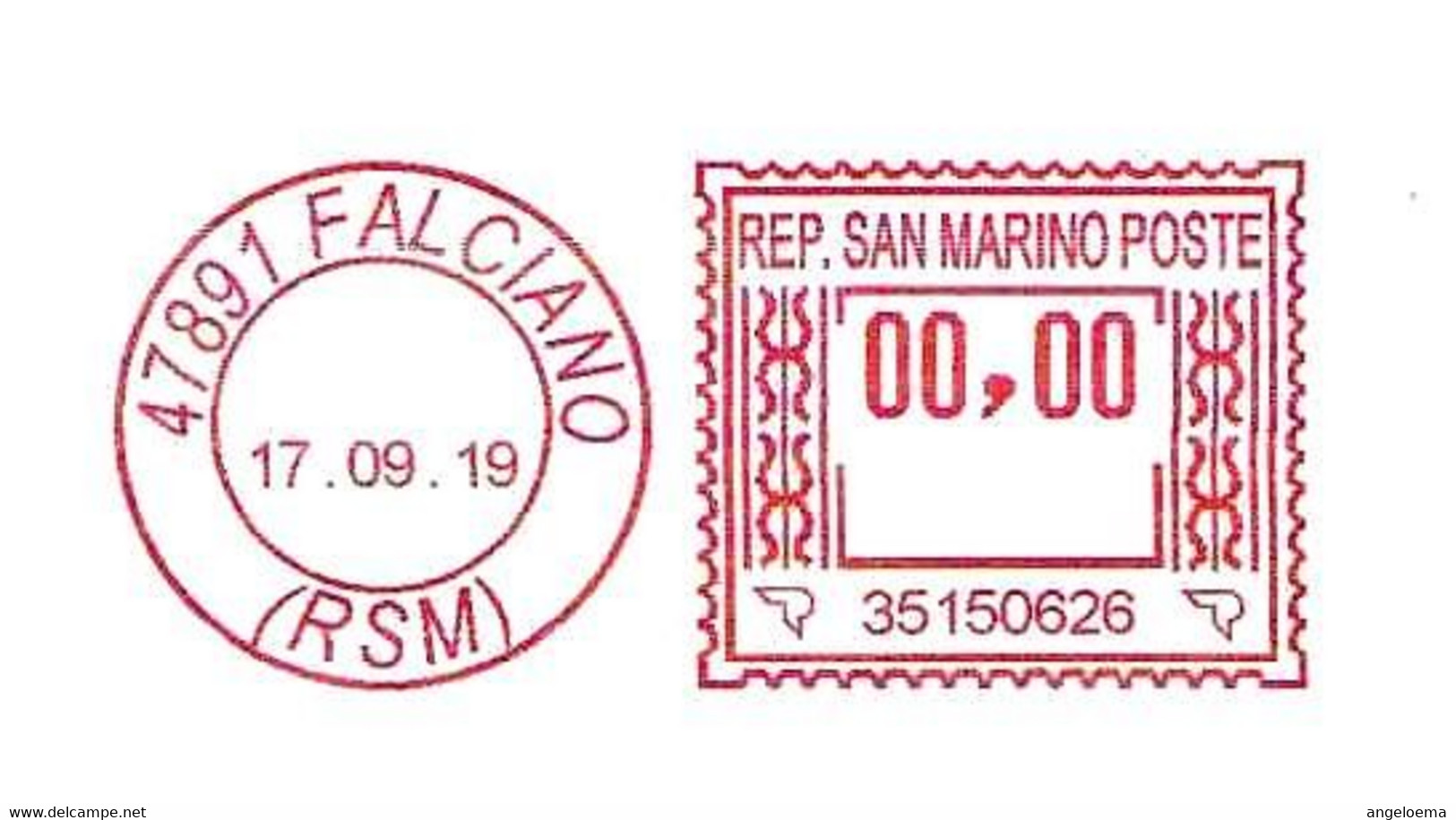 SAN MARINO - 2019 GRUPPO ASA SAN MARINO - Ema Affrancatura Meccanica Rossa Red Meter Su Busta Non Viaggiata - 2067 - Storia Postale