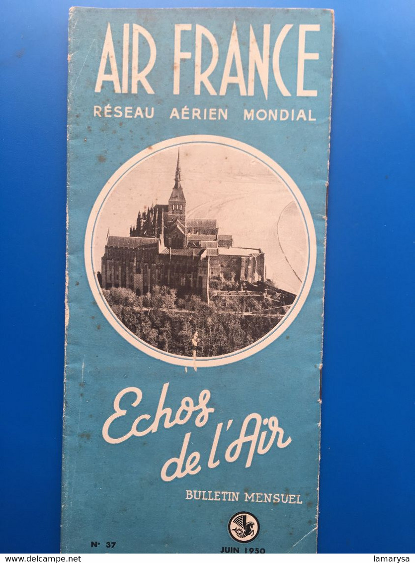 AIR FRANCE⭐-☛1950 Tourisme-Transport Avion Réseau Aérien Mondial-Aviation Civile-Bulletin-Voyages-Dépliant Touristique - Pubblicità