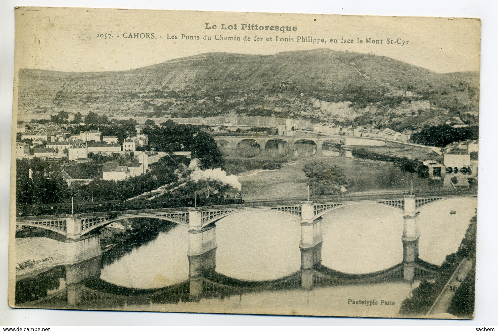 46 CAHORS Le Train Passe Sur Pont De Chemin De Fer  Locomotive Fumante  1923  D02 2018 - Cahors