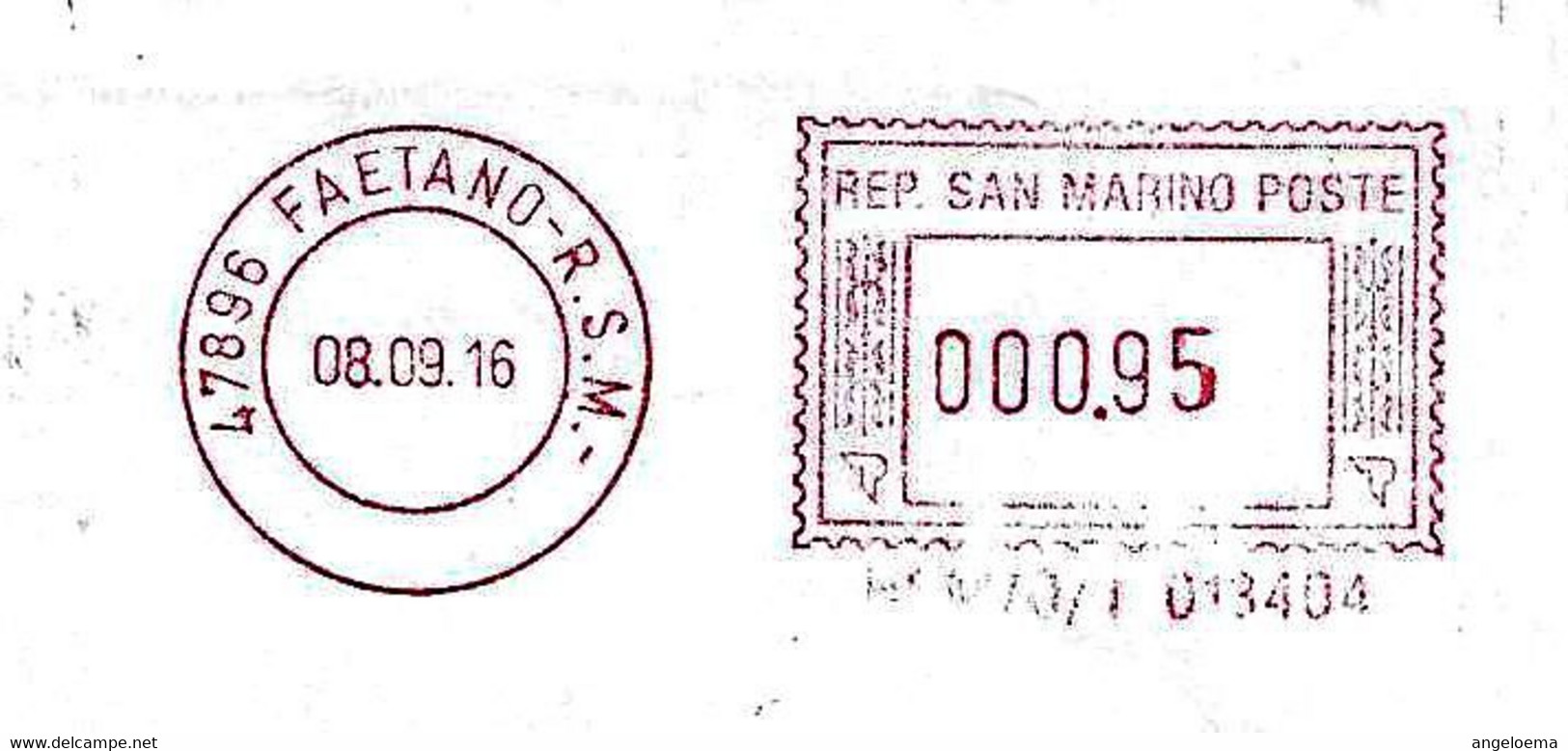 SAN MARINO - 2016 DATA PRINT GRAFIK - Ema Affrancatura Meccanica Rossa Red Meter Su Busta Viaggiata - 2087 - Covers & Documents