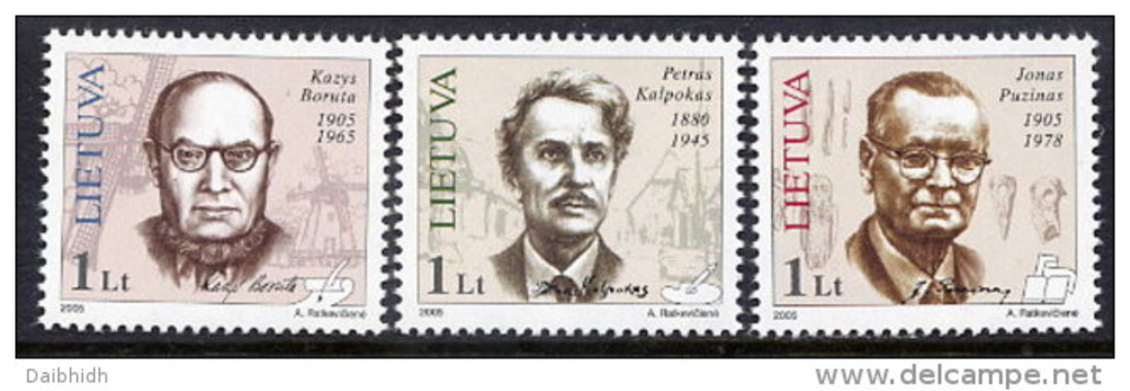 LITHUANIA 2005 Personalities Set Of 3  MNH / **.  Michel 863-65 - Lithuania