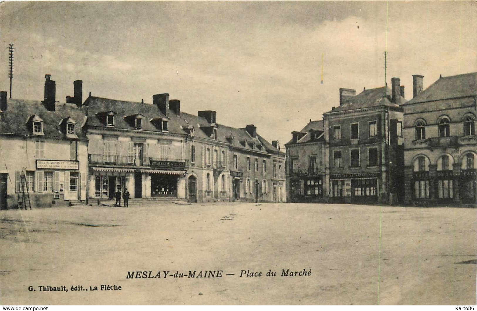 Meslay Du Maine * La Place Du Marché * Poste Ptt * Pharmacie - Meslay Du Maine