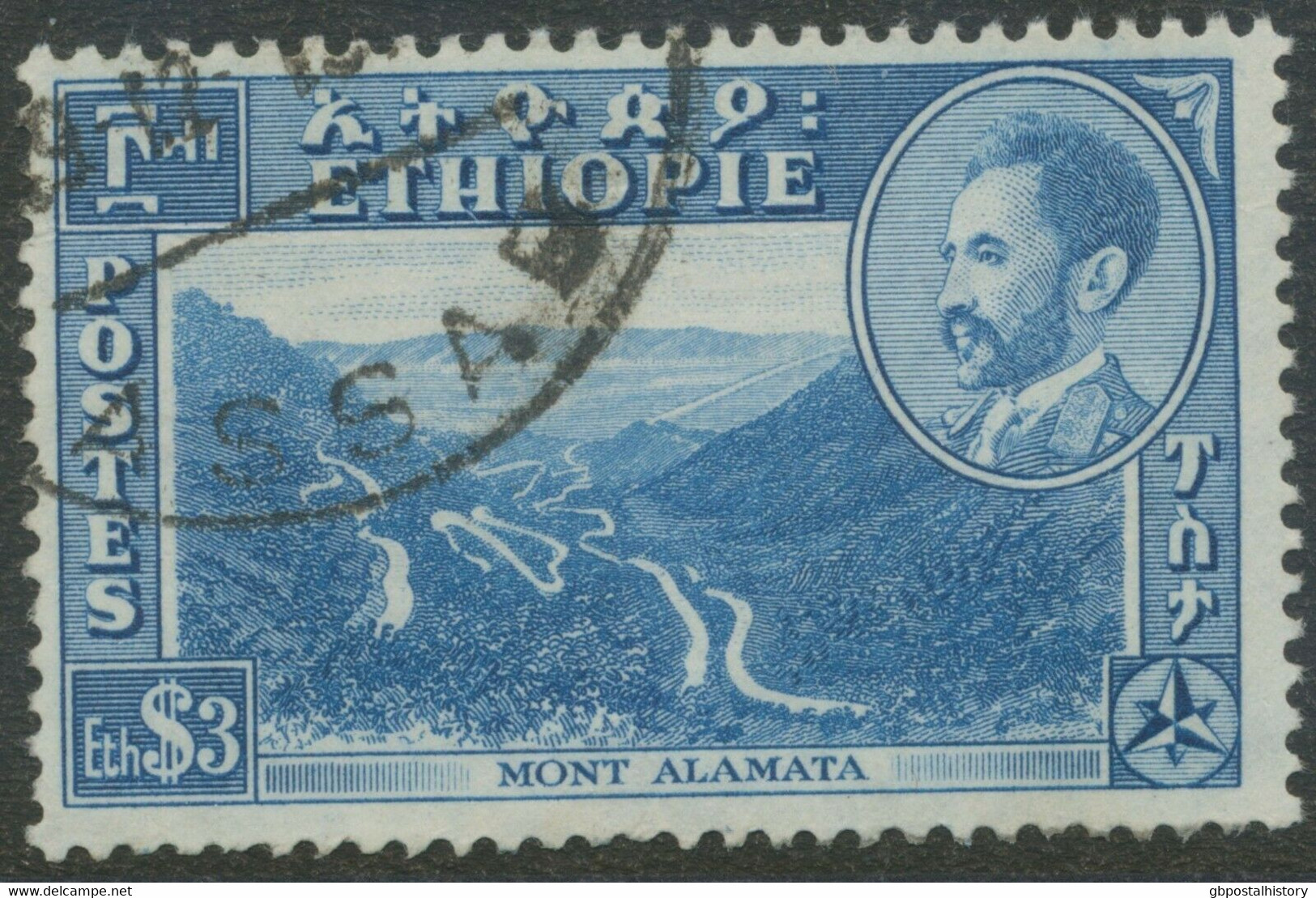 ETHIOPIA 1947 Landscapes And Buildings, 3 $ Mount Alamata, Superb Used - Ethiopia