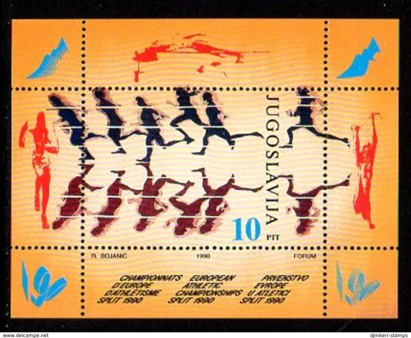 YUGOSLAVIA 1990 European Athletics Championships Block MNH / **.  Michel Block 37 - Blocs-feuillets