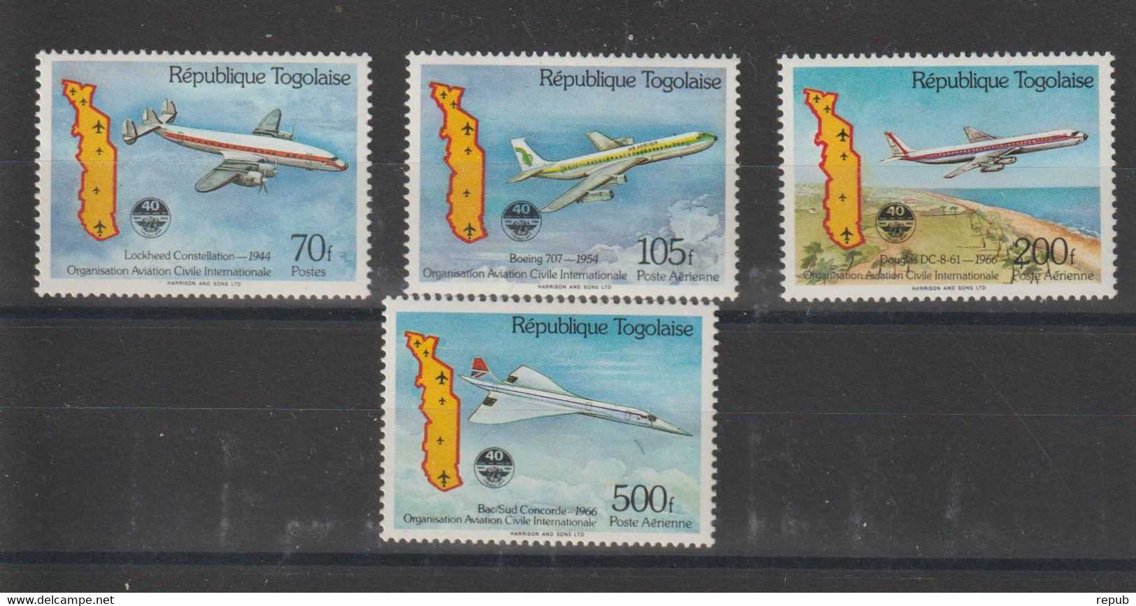 Togo 1985 Avion OACI 1163 Et PA 531-533 4 Val ** MNH - Togo (1960-...)