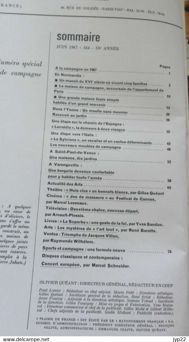 Revue Plaisir De France Juin 1967 Décoration Ameublement Architecture Mobilier Voyage Jardin Publicité ... Vintage - Maison & Décoration