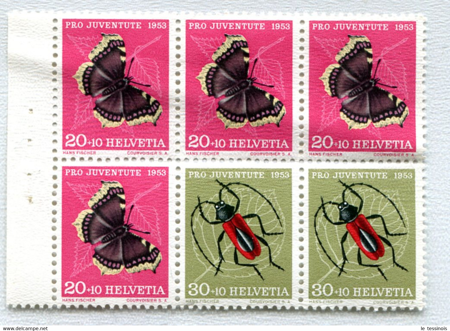 Insectes Sur Bloc De 6timbres Suisse Projuventute De 1953. - Other & Unclassified