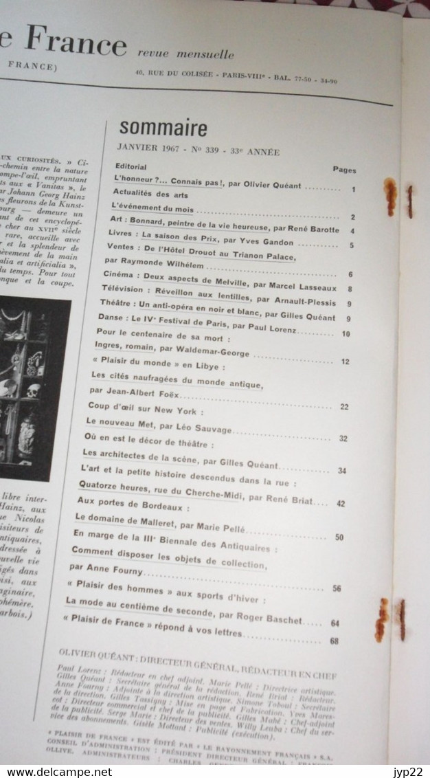 Revue Plaisir De France Janvier 1967 Décoration Ameublement Architecture Mobilier Voyage Jardin Publicité ... Vintage - Maison & Décoration