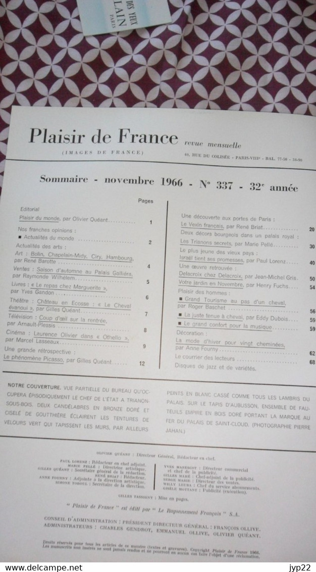 Revue Plaisir De France Novembre 1966 Décoration Ameublement Architecture Mobilier Voyage Jardin Publicité ... Vintage - Casa & Decorazione