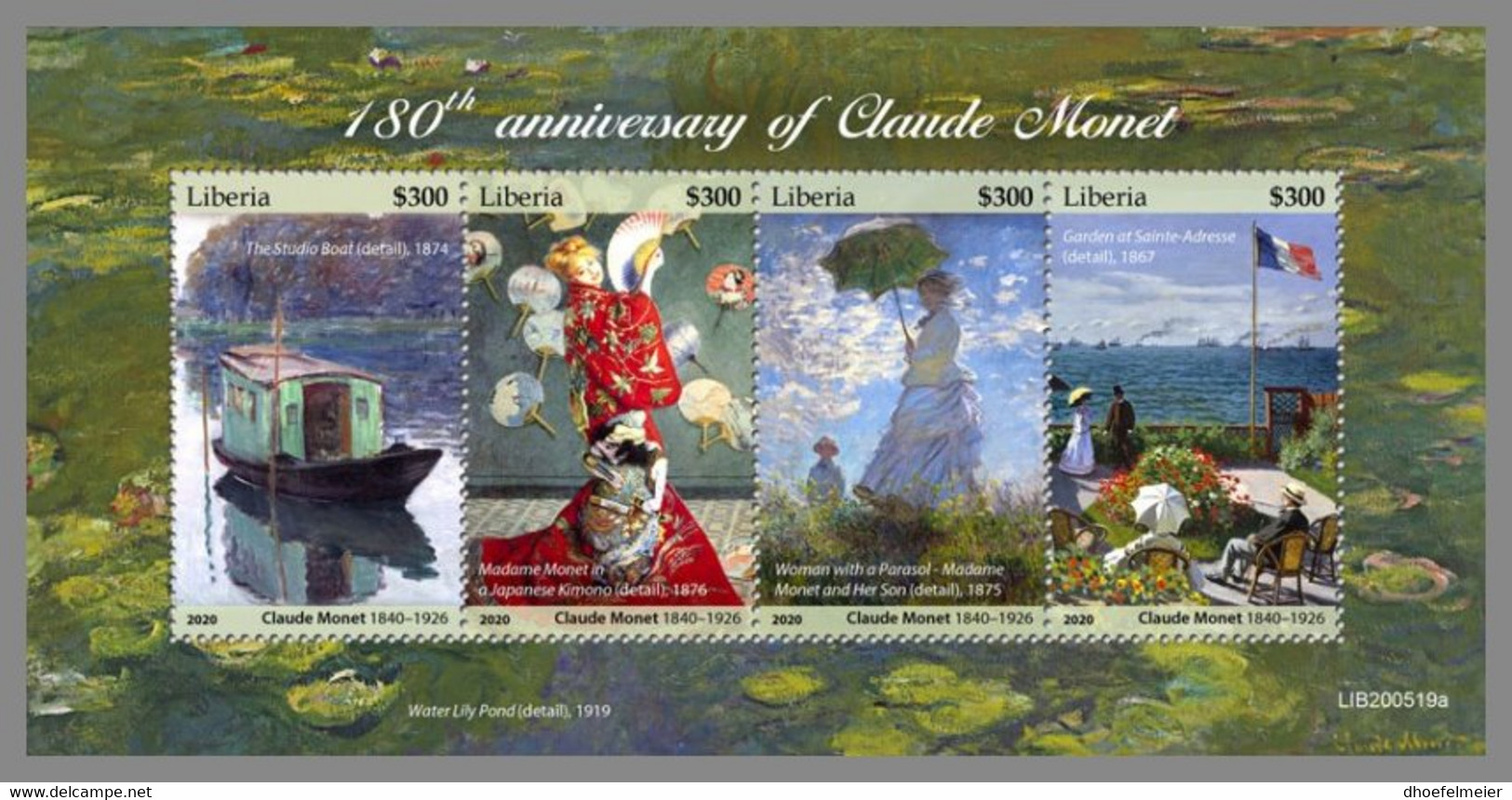 LIBERIA 2020 MNH Claude Monet Paintings Gemälde Peintures M/S - OFFICIAL ISSUE - DHQ2109 - Andere & Zonder Classificatie