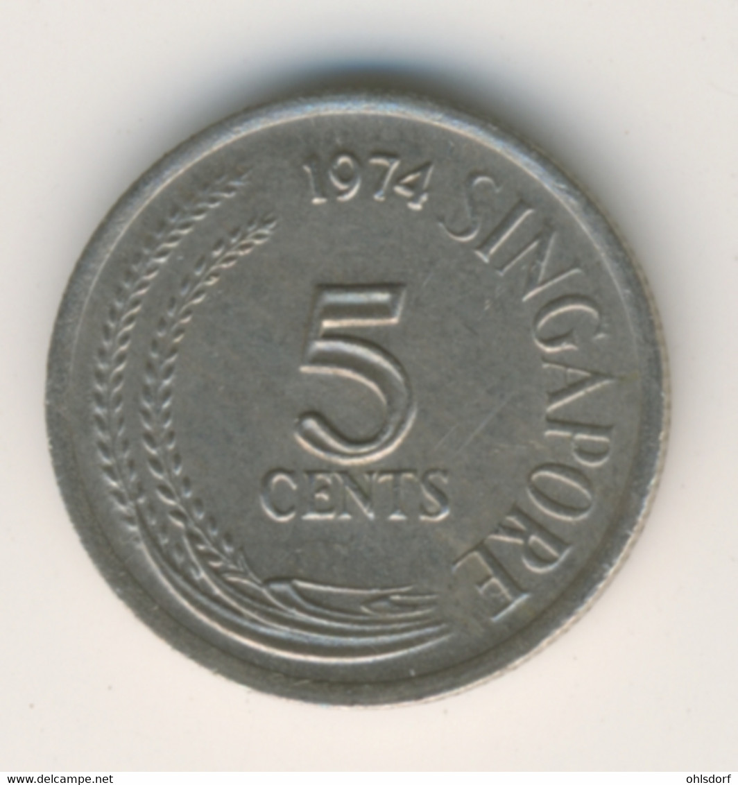 SINGAPORE 1974: 5 Cents, KM 2 - Singapore