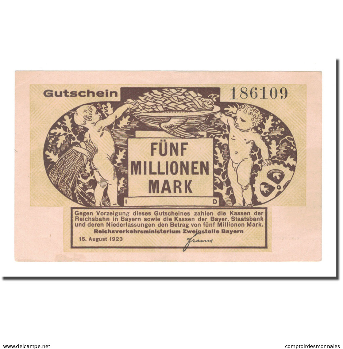 Billet, Allemagne, 5 Millionen Mark, 1923, 1923-08-15, KM:S1102, TTB+ - 5 Miljoen Mark