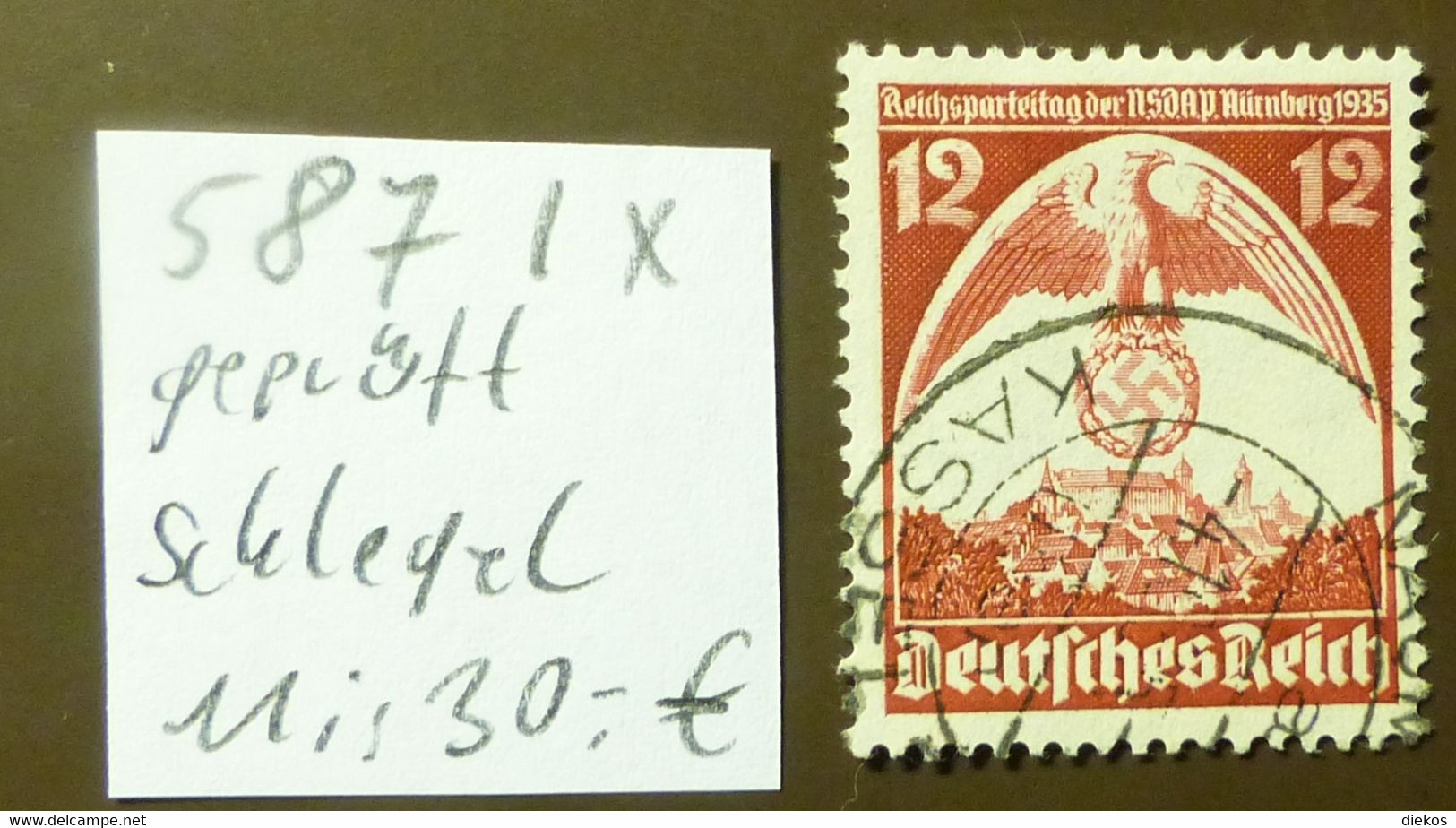 Deutsches Reich Michel Nr: 587  Ix   Geprüft Schlegel  Used Gestempelt   #5435 - Errors & Oddities