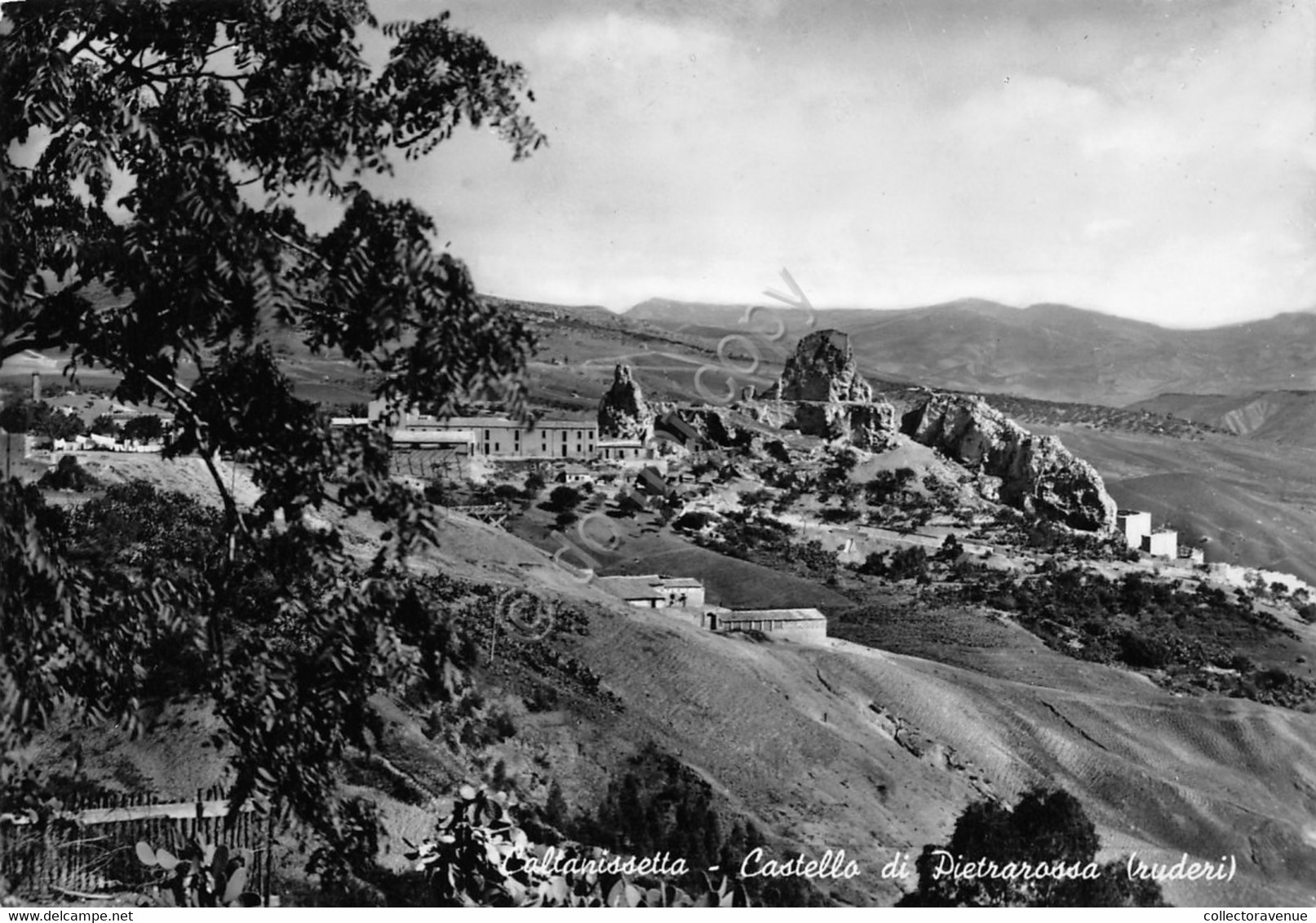 Cartolina Caltanissetta Castello Di Pietrarossa Ruderi 1952 - Caltanissetta