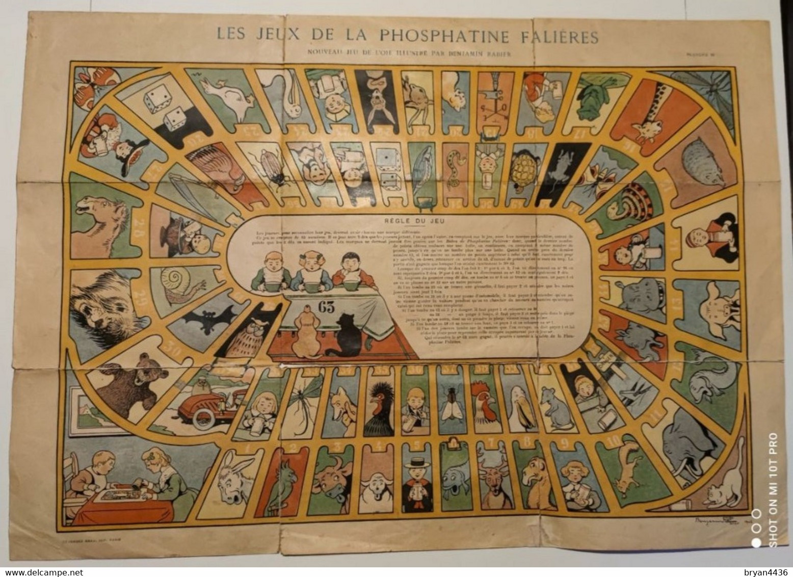 BENJAMIN RABIER - RARE JEU DE L'OIE - 1904 - ILLUSTRE Par Benjamin RABIER Pour LA PHOSPHATINE FALIERES (39 X 55 Cm). - Rabier, B.