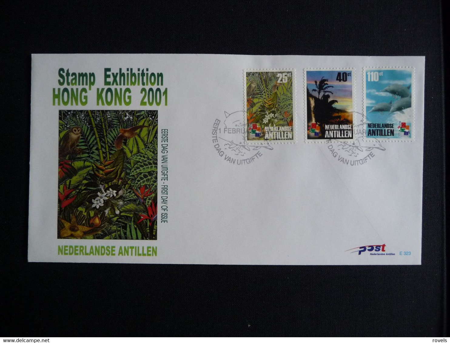 (4)  NEDERLANDSE ANTILLEN 2001 FDC E323 FAUNA VOGELS UIL KWARTEL KOLIBRI DOLFIJN BIRDS HUMMINGBIRD OWL QUAIL DOLPHIN - West Indies