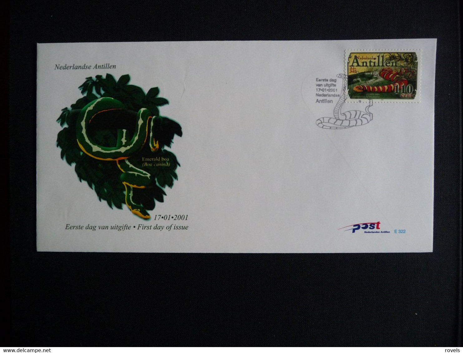 (4)   NEDERLANDSE ANTILLEN 2001 FDC E322 FAUNA REPTIELEN SLANG REPTILES CHINESE LUNAR NEW YEAR OF THE SNAKE SCHLANGEN - Antillas Holandesas