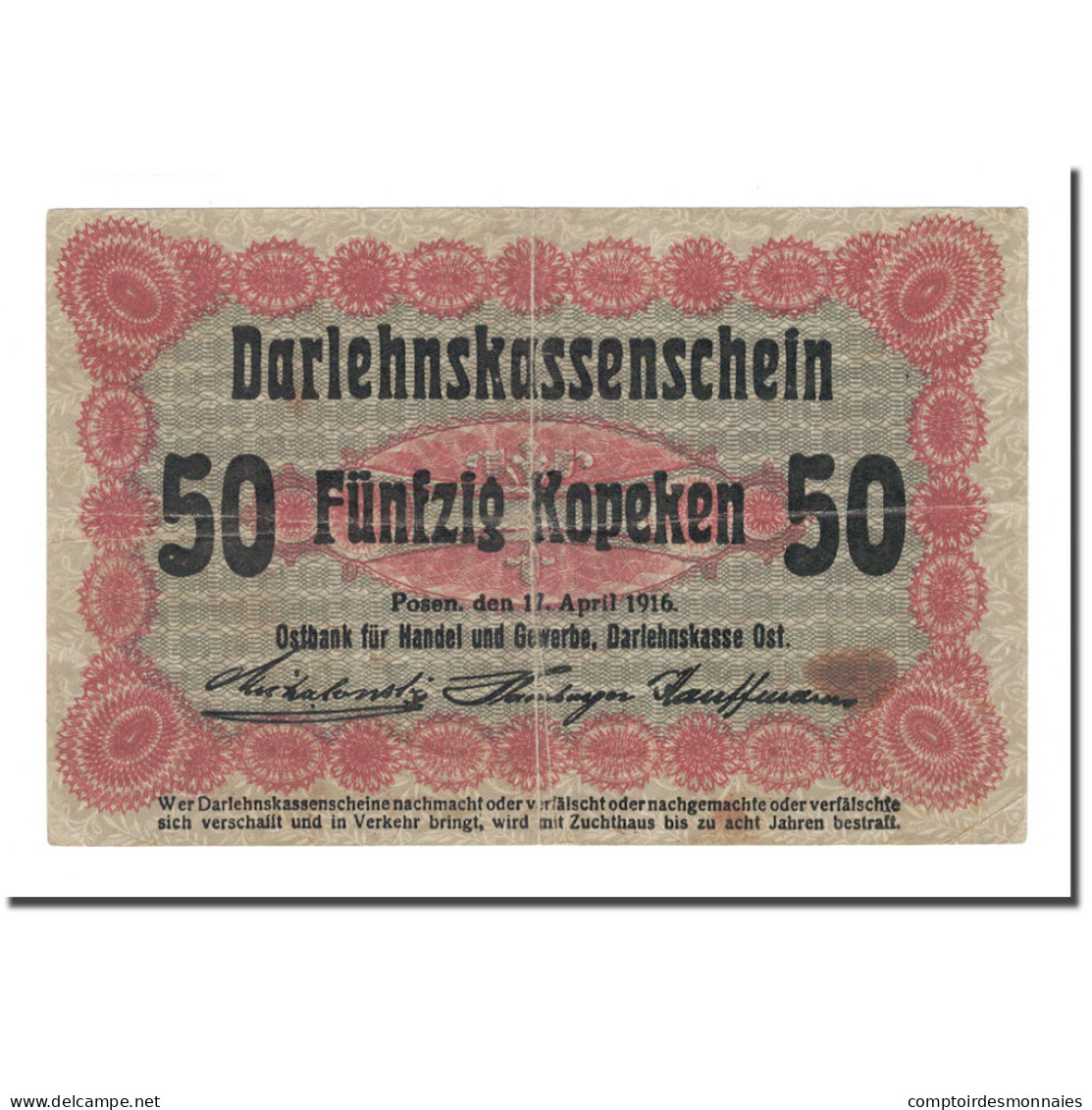 Billet, Allemagne, 50 Kopeken, 1916, 1916-04-17, KM:R121c, TB+ - 50 Mark