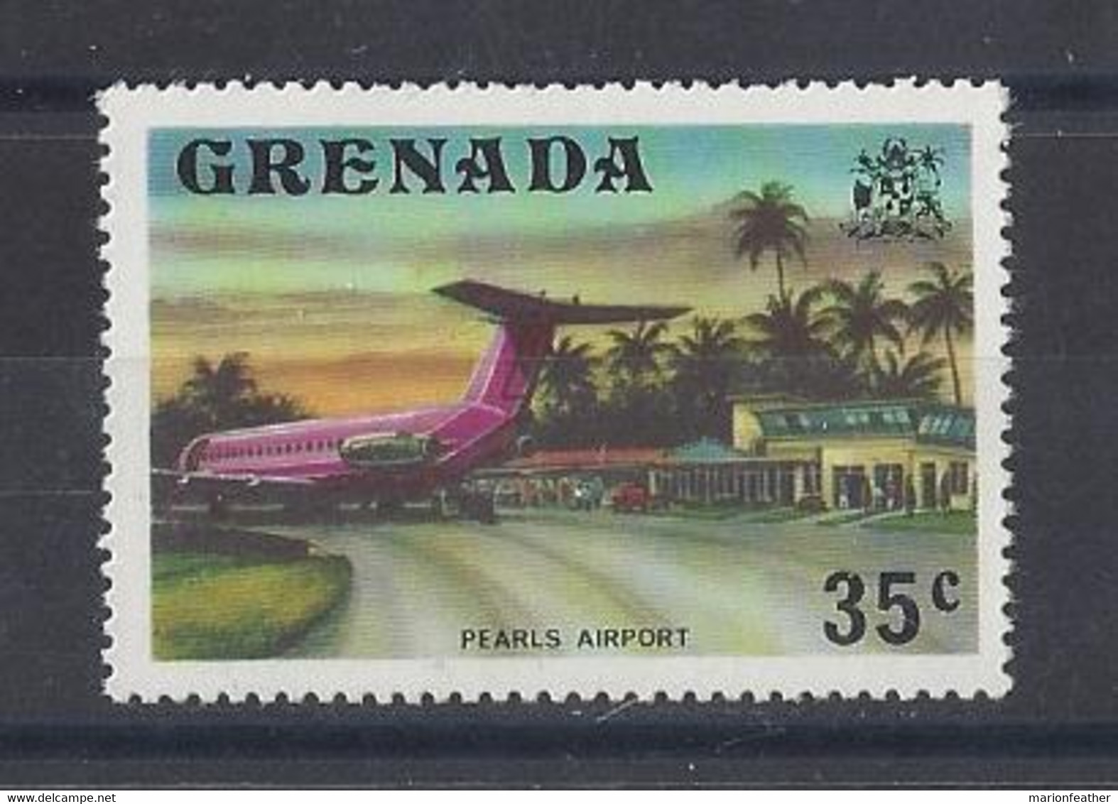 GRENADA...QUEEN ELIZABETH II...(1952-NOW..)..." 1975.."..PLANE AT PEARLS AIRPORT......35c......SG661........MNH. - Flugzeuge