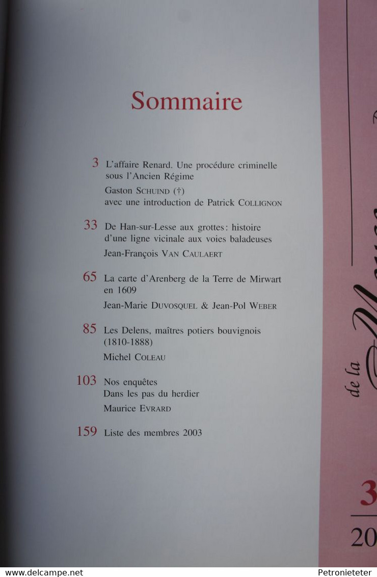 Revue MEUSE ARDENNE 35 Xhignesse Fairon Hamoir Meurtre Curé Han Sur Lesse Grottes Mirwart 1609 Potier Bouvignes - Belgium