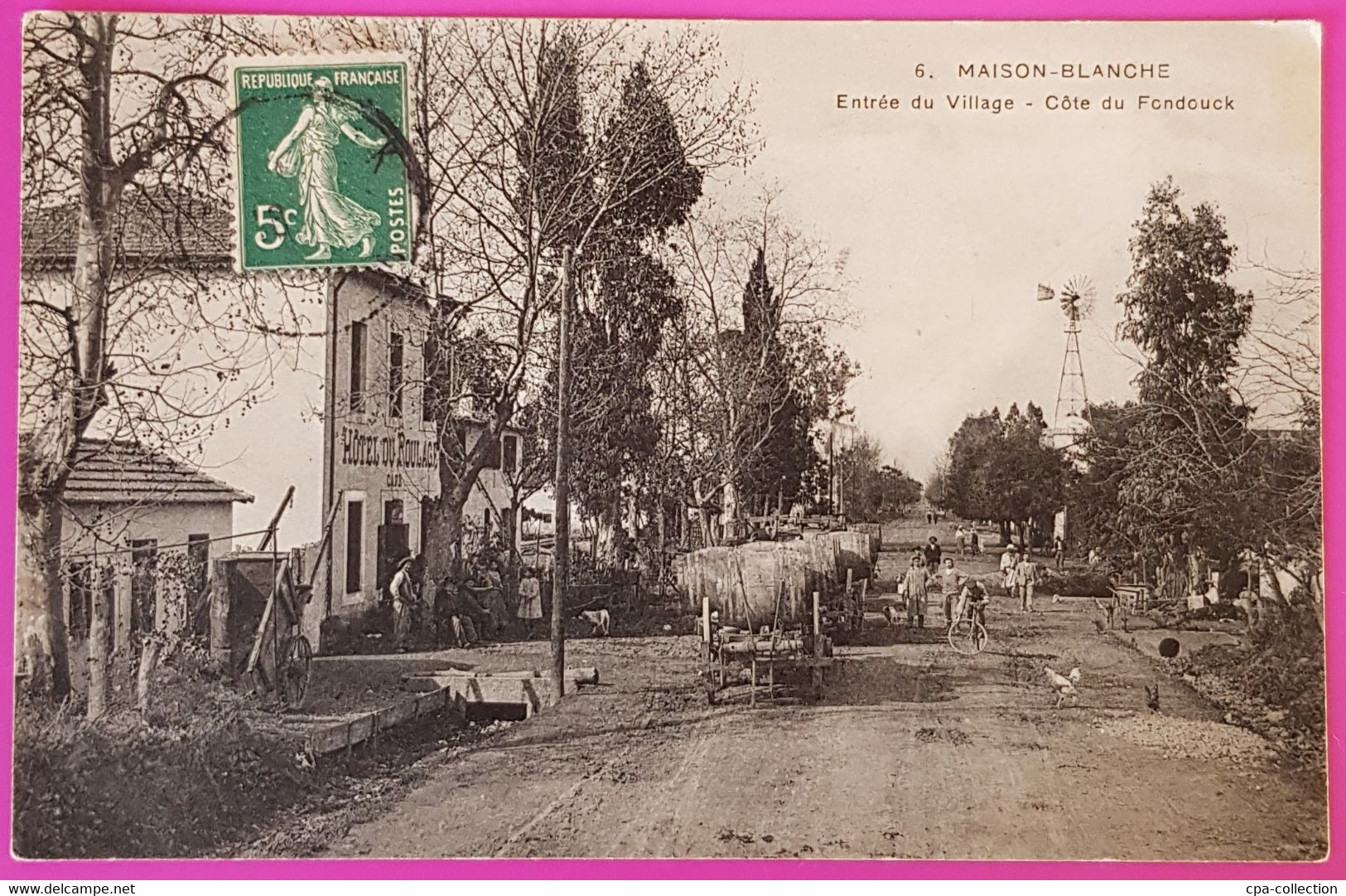 Cpa Maison Blanche Entrée Du Village Côté Du Fondouck Hotel Du Roulage Café Carte Postale Algérie Rare - Other & Unclassified