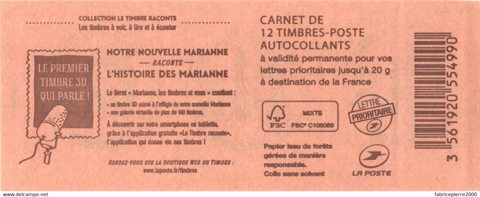 Carnet YT 851-C1 Oblitéré 1er Jour Marianne Et La Jeunesse 20g LP Rouge TBE Cachet Cormontreuil (51) Ciappa Et Kawena - Autres & Non Classés