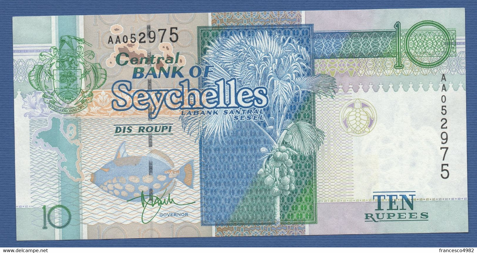 SEYCHELLES - P.36a – 10 RUPEES 1998 - AUNC - SERIE AA - Seychelles