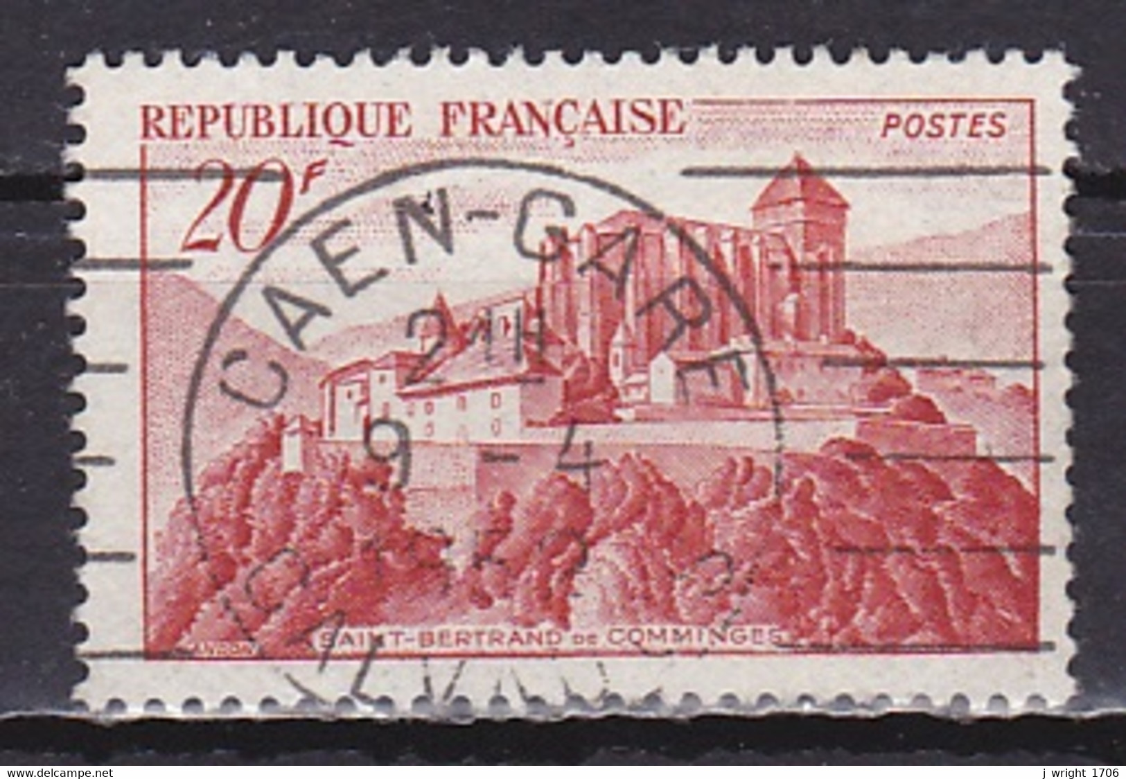 France, 1949, Y&T 841, 20Fr, 'CAEN GARE' Oblitéré - Used Stamps