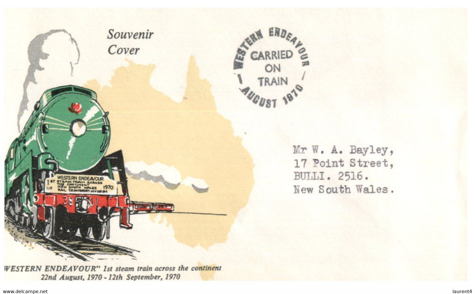 (JJ 18) Australia -  (1 FDC Cover) 1970 - Western Endeavour Steam Train - Otros & Sin Clasificación