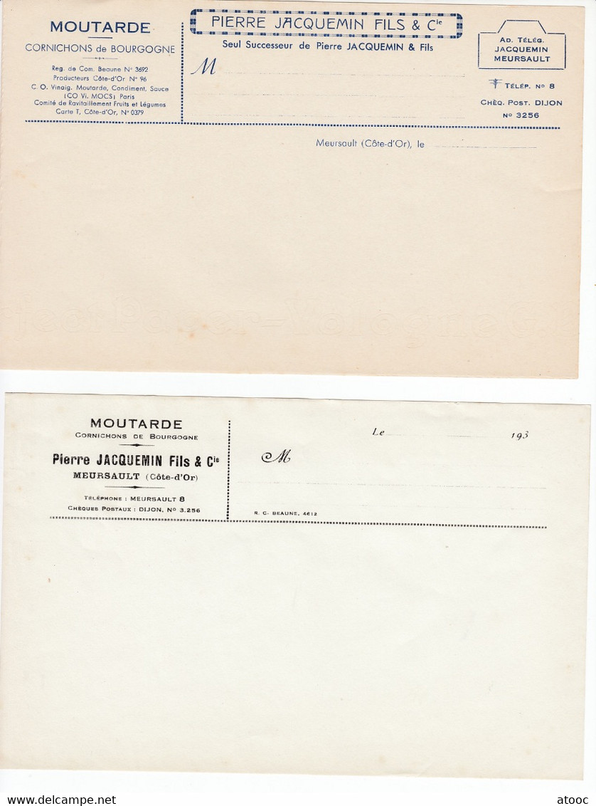 DIJON MEURSAULT Moutarde Pierre JACQUEMIN Lot D'archives - Unclassified