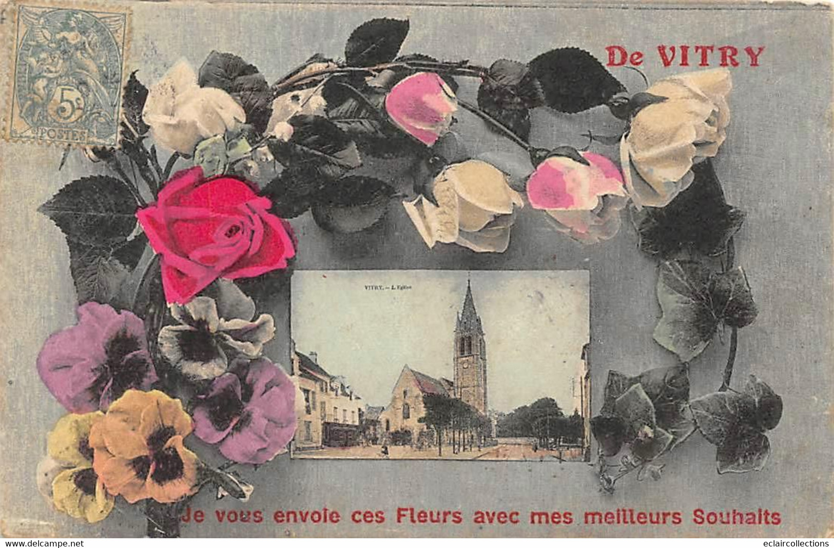 Vitry Sur Seine      95      Fantaisie: De Vitry Je Vous Envoie Ces Fleurs    (voir Scan) - Vitry Sur Seine